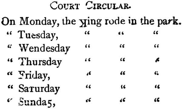 [type: dittoed records of the king's week]